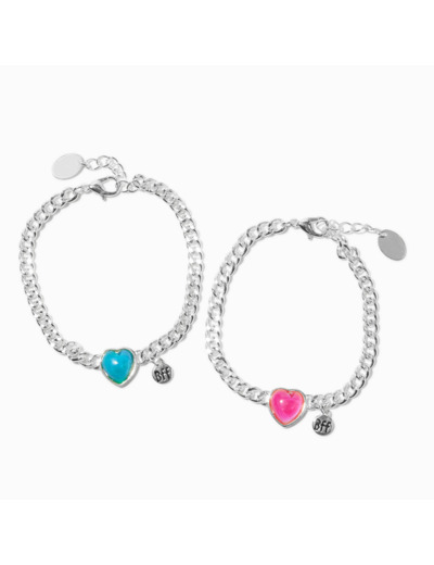 Bracelets à breloques d'humeur cœur best friends - Lot de 2