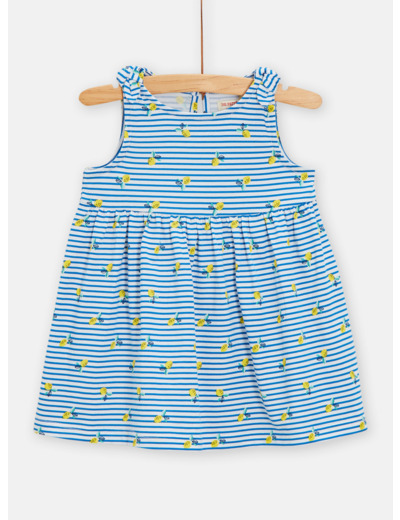 Robe rayée à imprimé citron pour bébé fille