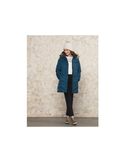 Parka longue bleu gris