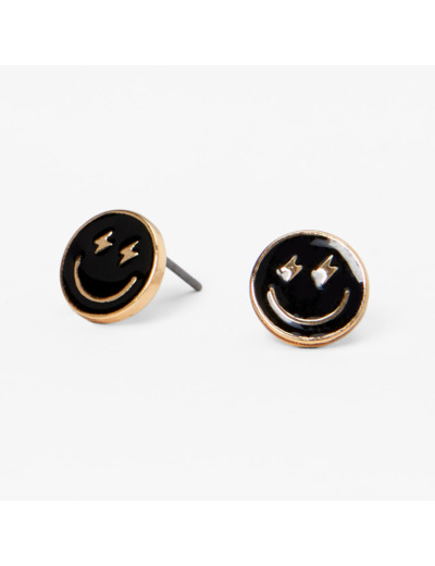 Clous d'oreilles smiley noir