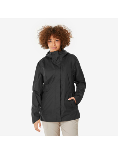 Veste de randonnée imperméable femme, NH500 noir