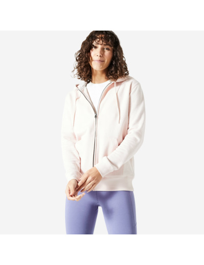 Sweat zippé fitness femme, rose quartz