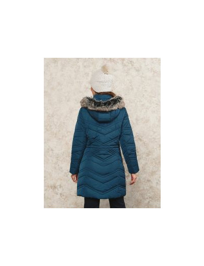 Parka longue bleu gris