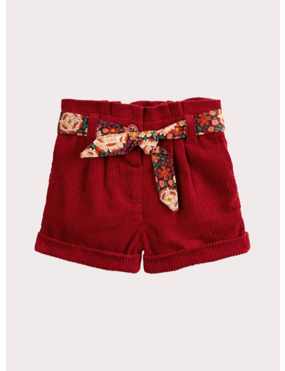 Short en velours rouge pour bébé fille