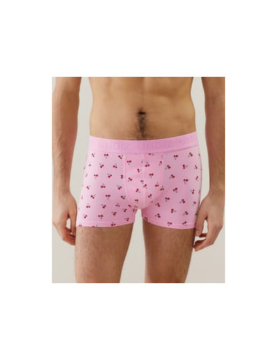 Boxer en coton à motifs cerise