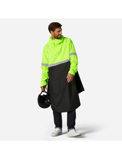 PONCHO PLUIE VISIBILITE JOUR NUIT 560 NOIR JAUNE FLUO