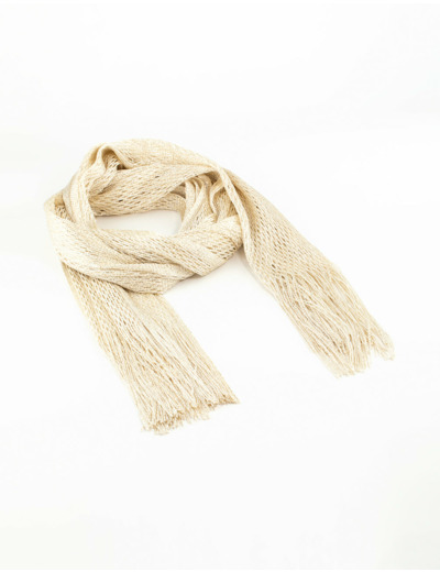 Cream Draped Fabric Long Scarf