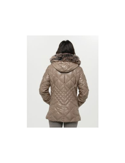 Doudoune beige capuche