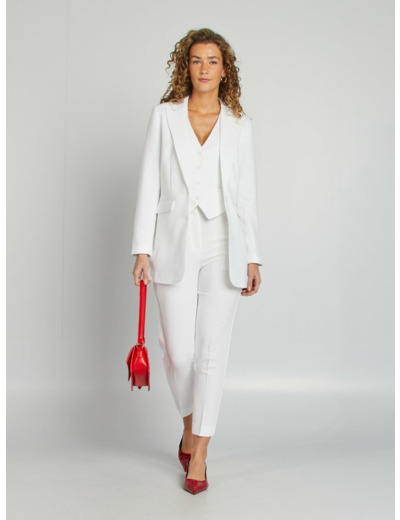 Pantalon droit taille haute - blanc