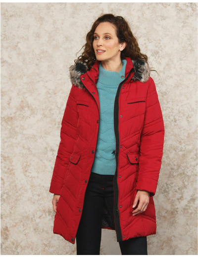 Parka longue rouge