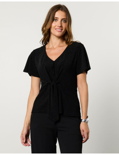 Top manches courtes uni NOIR Femme