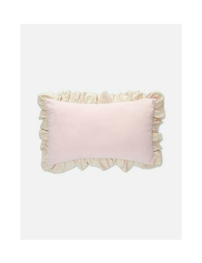 Coussin rectangulaire en velours à volants