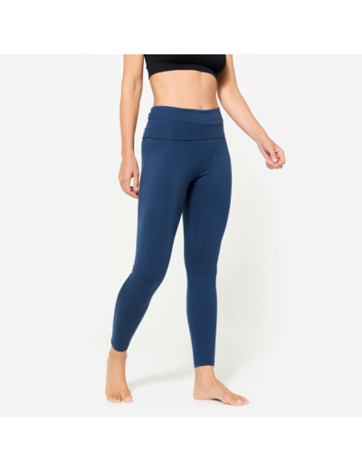 Legging de yoga doux taille haute femme, bleu marine