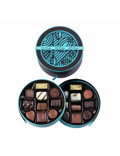 Boite ronde marron 250 g chocolats assortis