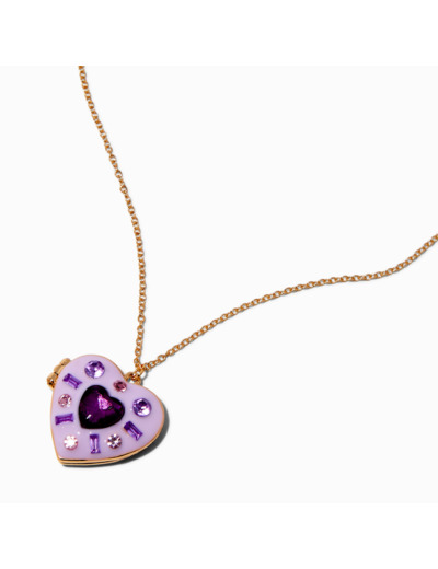 Collier à pendentif médaillon cœur mosaïque violet qui change de couleur en réaction aux UV