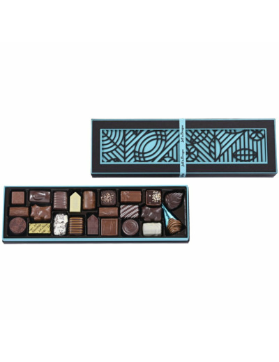 Boite rectangulaire bleue 286 g chocolats assortis