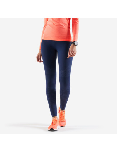 COLLANT RUNNING SANS COUTURES FEMME - KIPRUN CARE BLEU FONCE