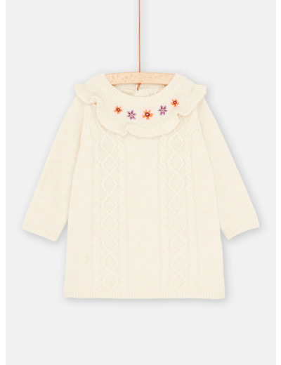 Robe-pull écrue pour bébé fille