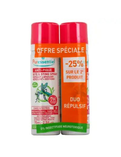 Puressentiel Anti-pique Spray 5 Huiles Essentielles Citriodiol 2fl/75ml -25% Sur Le 2ème