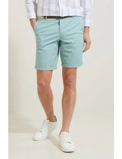 Bermuda chino uni avec ceinture - Bleu clair