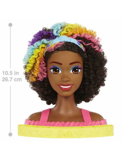 Barbie Ultra chevelure - Tête à coiffer brune avec mèches arc-en-ciel