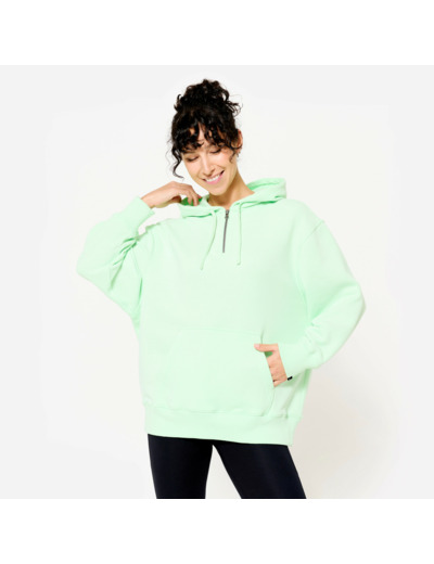 Sweat à Capuche Fitness Oversize Femme 520 - Vert Clair