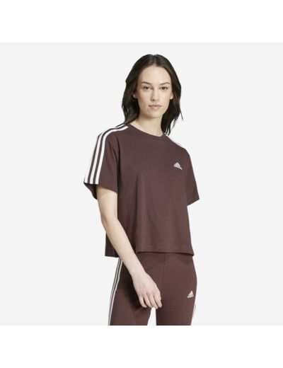 T-shirt court imprimé 3 bandes Adidas femme - noir