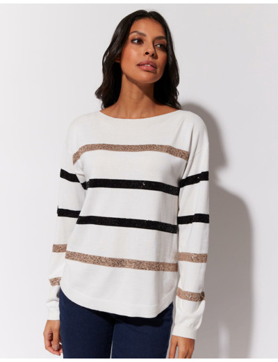 Pull marinière rayé ECRU Femme