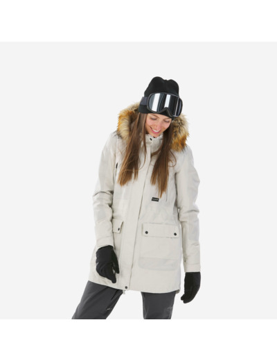 Veste de ski et snowboard chaude et résistante femme, SNB 500 beige