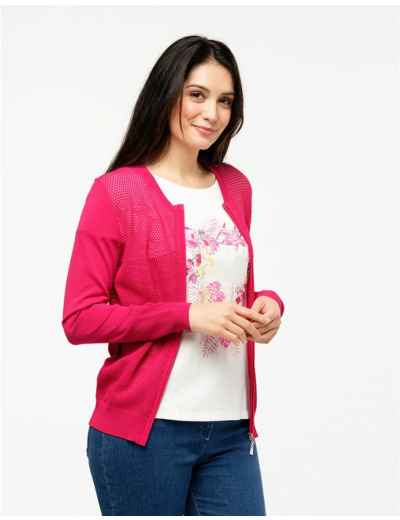 Gilet filet fuchsia