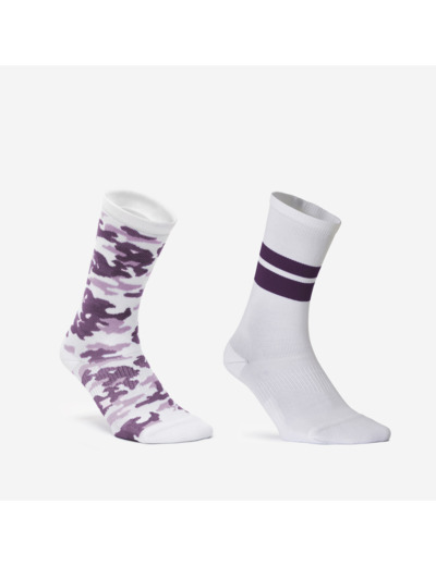 Chaussettes hautes de fitness, homme, violet