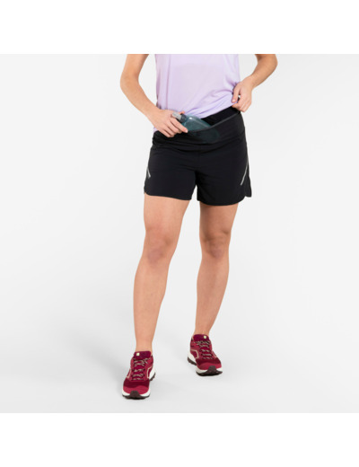 Short de trail running baggy femme noir