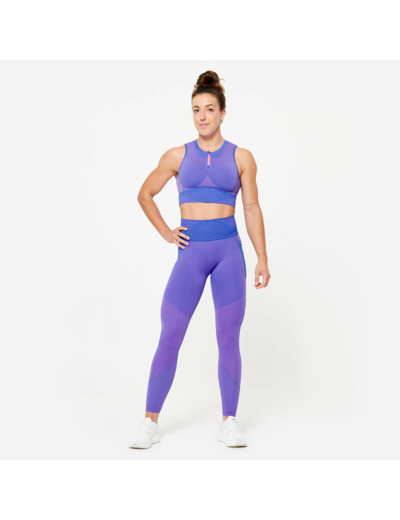 Débardeur crop top sans couture Femme - Bleu et Rose