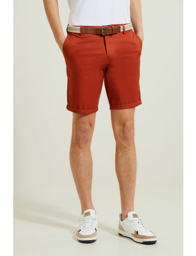 Bermuda chino uni avec ceinture - Orange foncé