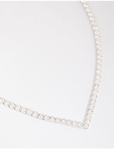 Silver Cubic Zirconia Cupchain Point Necklace