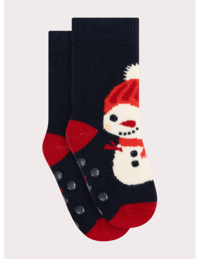 Chaussettes antidérapantes motif bonhomme de neige pour bébé garçon