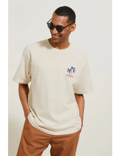 Tee shirt col rond imprimé - Blanc