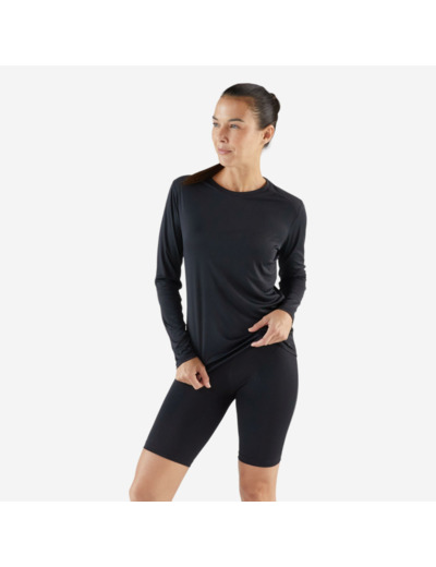 T-shirt manches longues running femme - sun protect noir