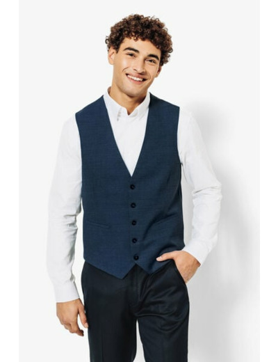 Gilet de costume slim bi-ton - Bleu