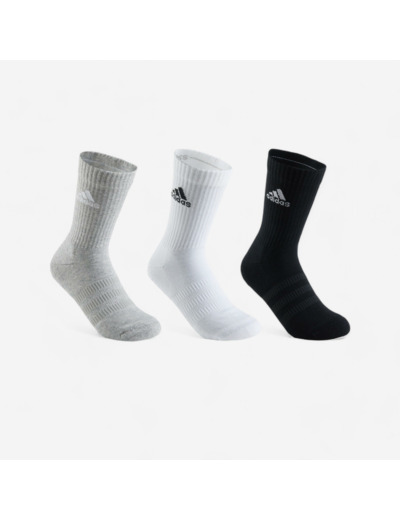 CHAUSSETTES DE SPORT HAUTES ADIDAS GRIS BLANC NOIR LOT DE 3