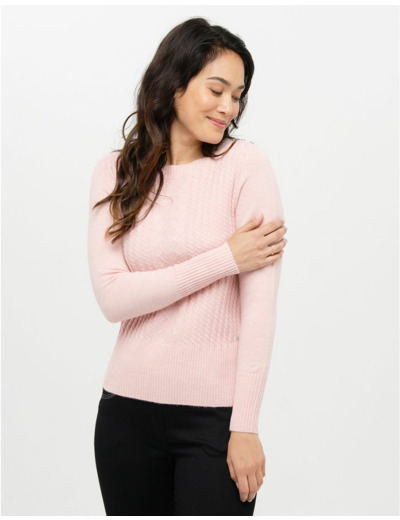 Pull col bateau rose