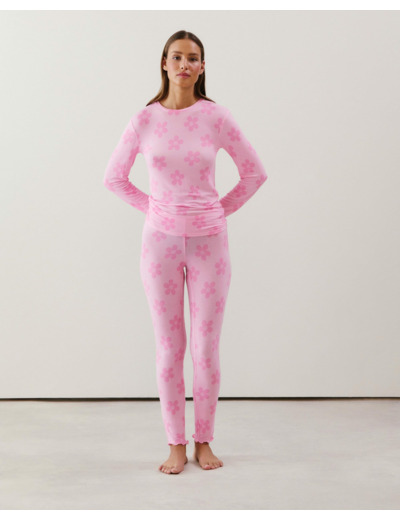 Legging en jersey à motifs rose