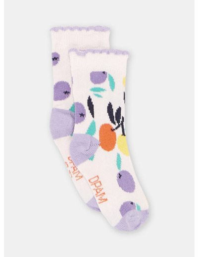 Chaussettes rose pâle à imprimé fruits bébé fille