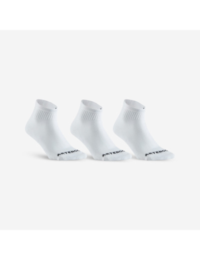 CHAUSSETTES DE TENNIS MI-HAUTES RS 100 BLANCHE LOT DE 3