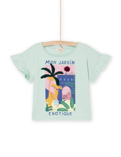 T-shirt à animation exotique et lettrage