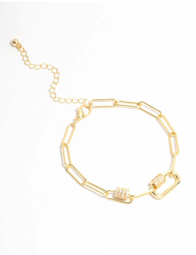 Gold Plated Mini Oval Rondell Link Bracelet