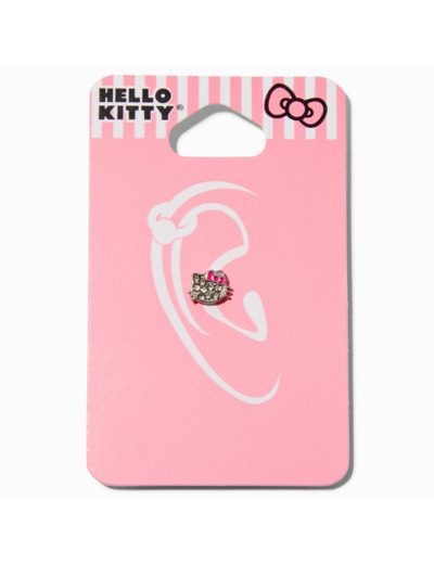 Boucle d’oreille pour piercing au cartilage 0,8 mm visage strass en acier inoxydable Hello Kitty®