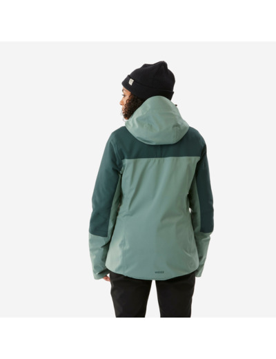 Veste de ski imperméable et résistante femme, 500 SPORT verte