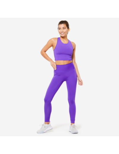 Legging taille haute gainant Fitness Cardio Femme Violet