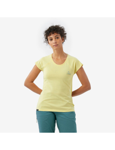 T-shirt d'escalade confortable femme, Vertika jaune, Montse Galbany